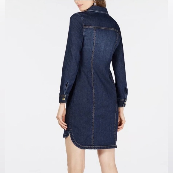 ๐NWOT-INC International Concepts Women's Denim Shirtdress DK INDIGO Blue SZ 4๐ - Picture 4 of 15